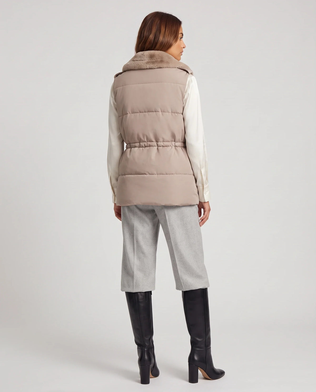Gilet sans manches à col fausse fourrure