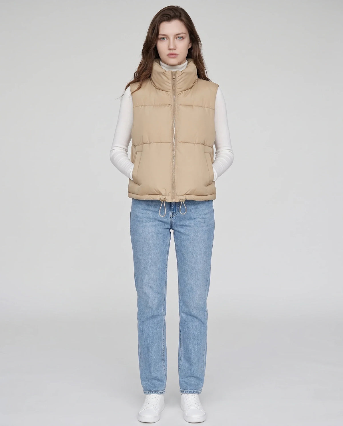 Gilet matelassé cropped à ourlet à cordon