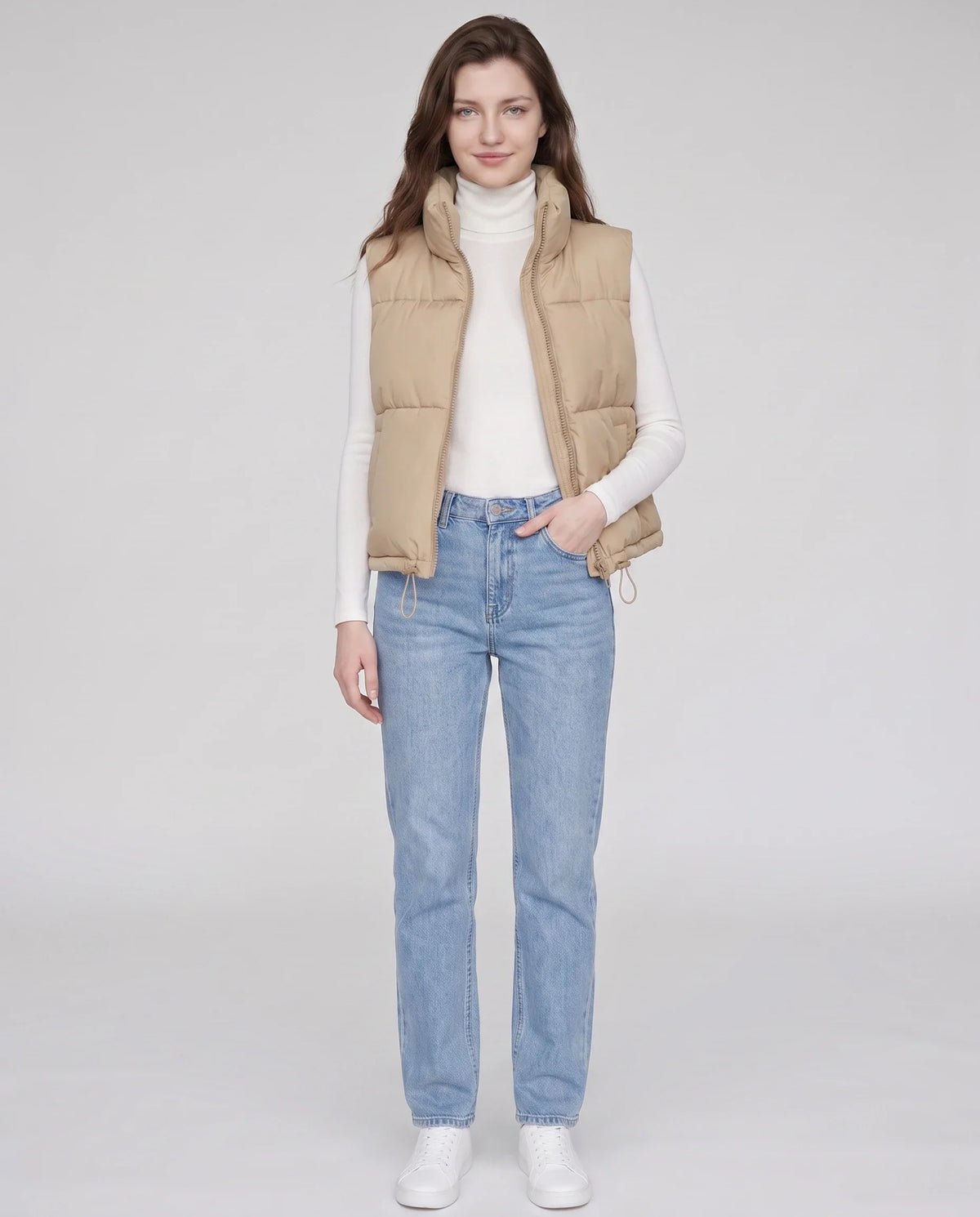 Gilet matelassé cropped à ourlet à cordon