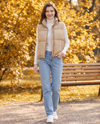 Gilet matelassé cropped à ourlet à cordon