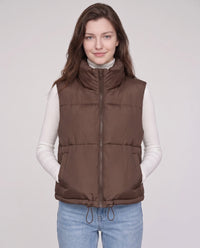 Gilet matelassé cropped à ourlet à cordon