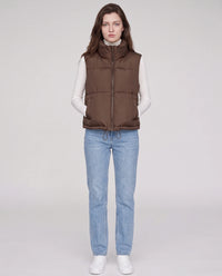 Gilet matelassé cropped à ourlet à cordon