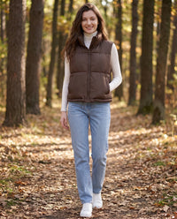 Gilet matelassé cropped à ourlet à cordon