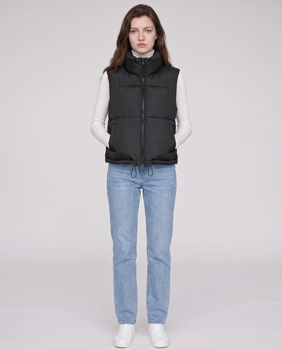 Gilet matelassé cropped à ourlet à cordon