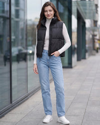 Gilet matelassé cropped à ourlet à cordon