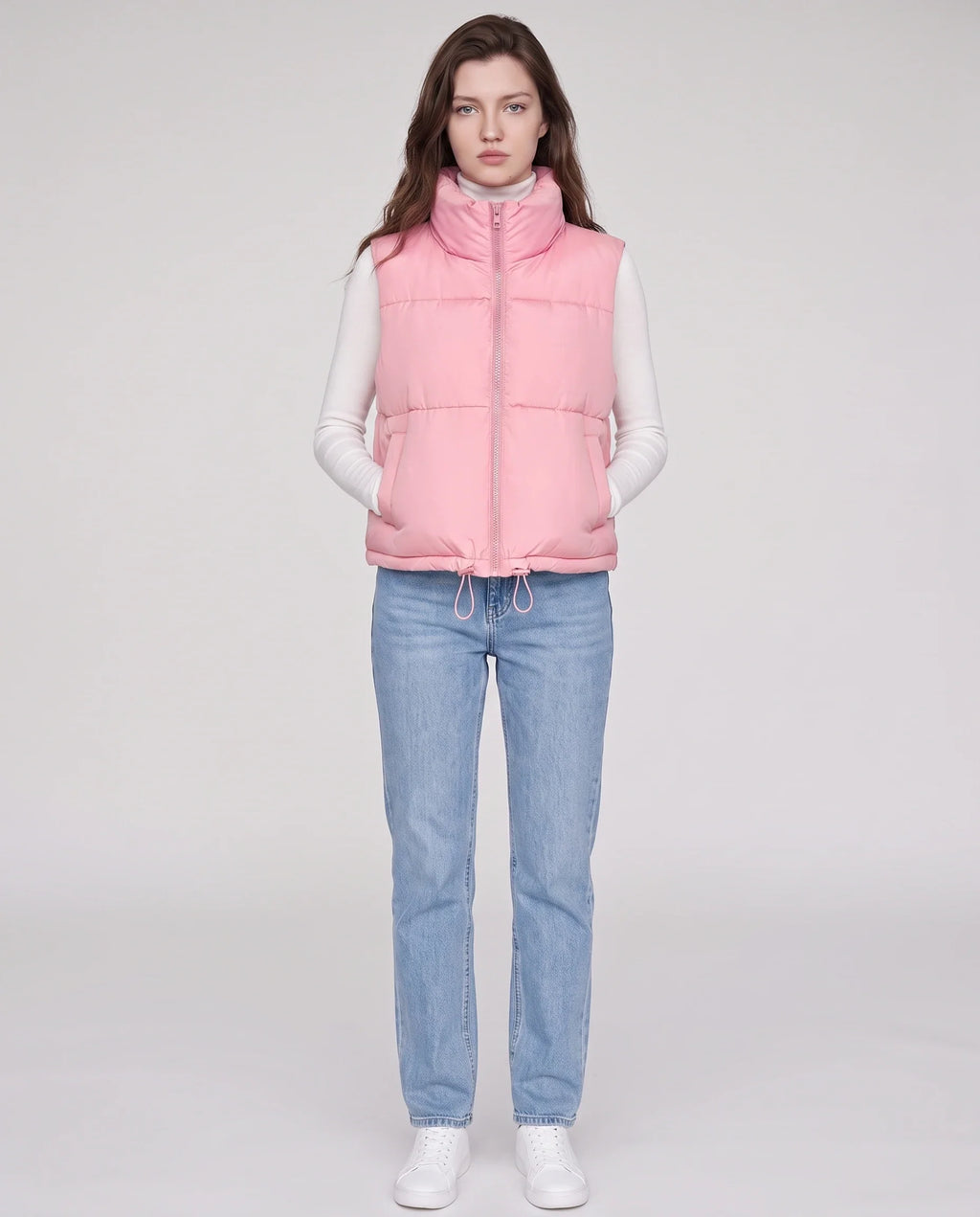 Gilet matelassé cropped à ourlet à cordon