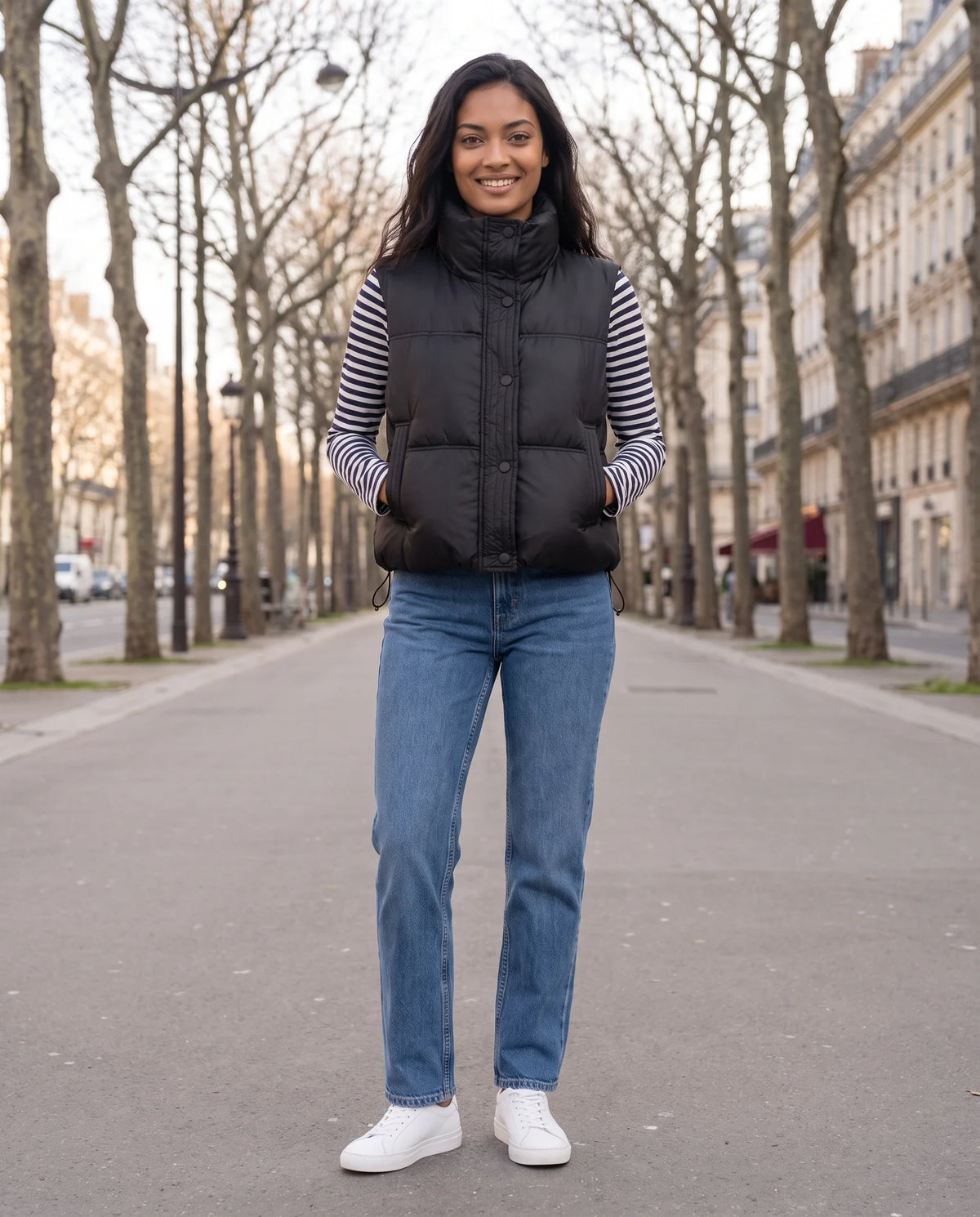 Gilet matelassé cropped à col montant