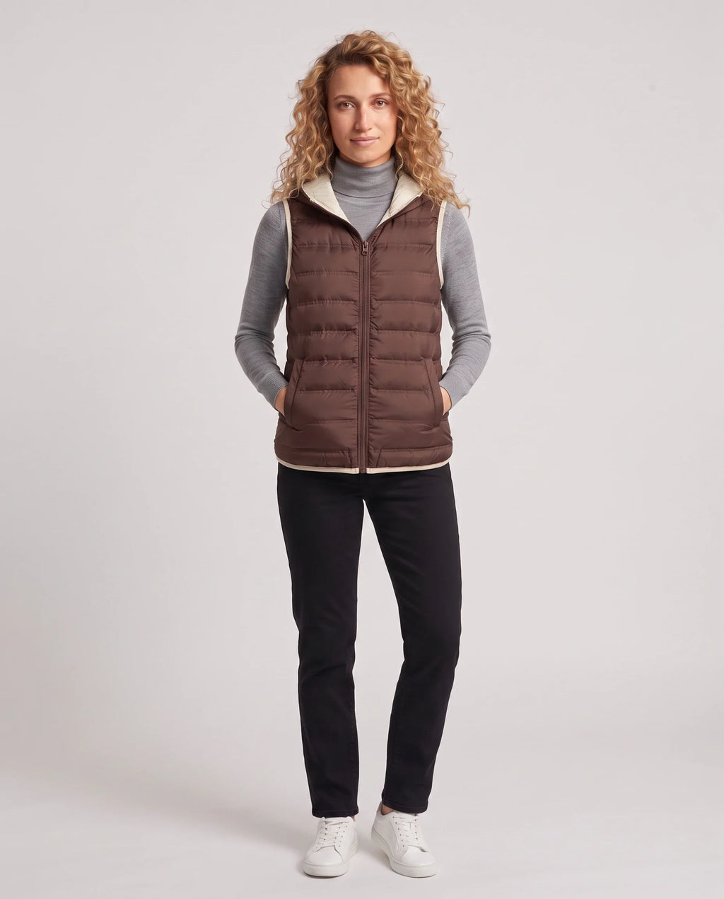 Gilet matelassé léger à doublure contrastée
