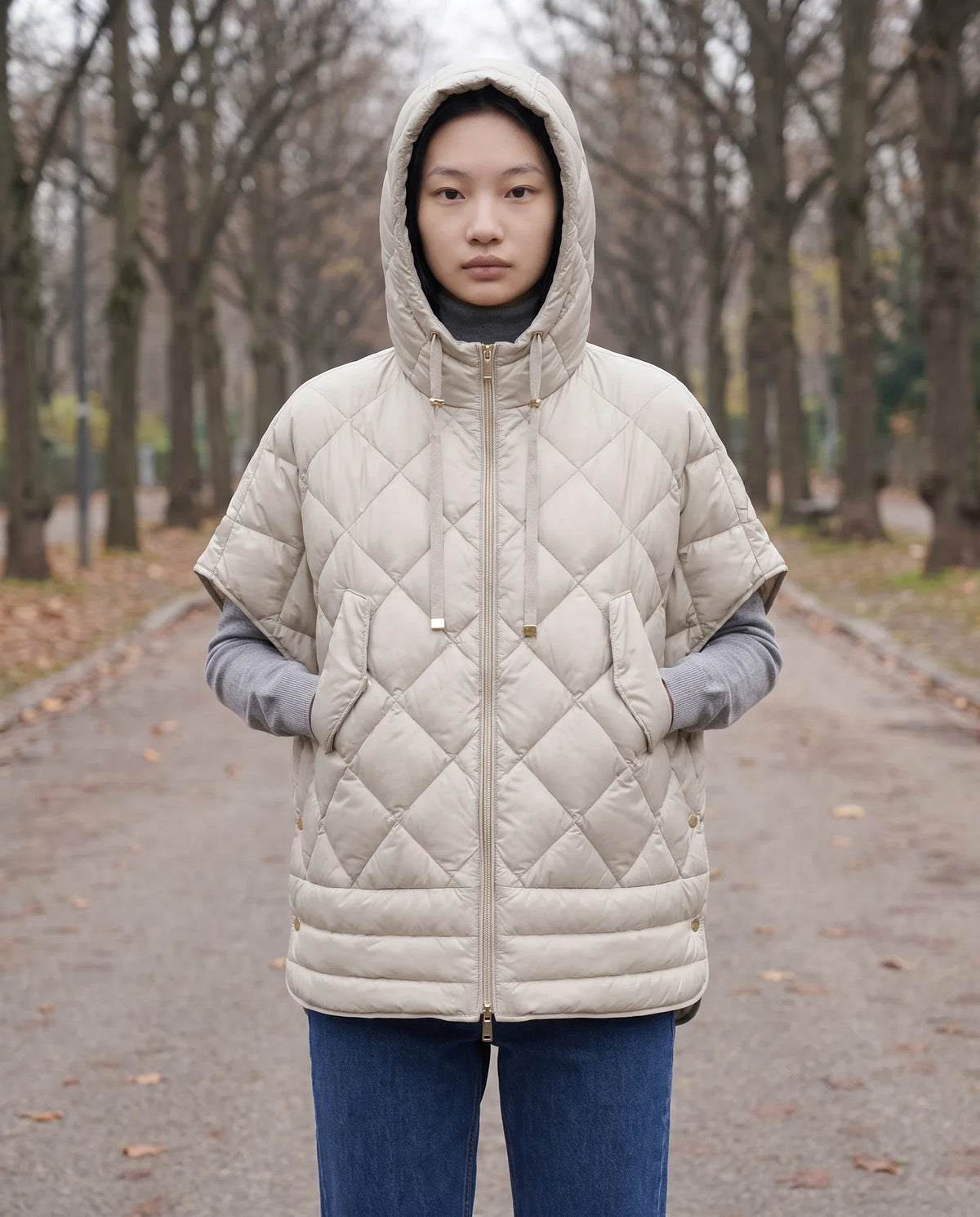Gilet matelassé à capuche et pressions