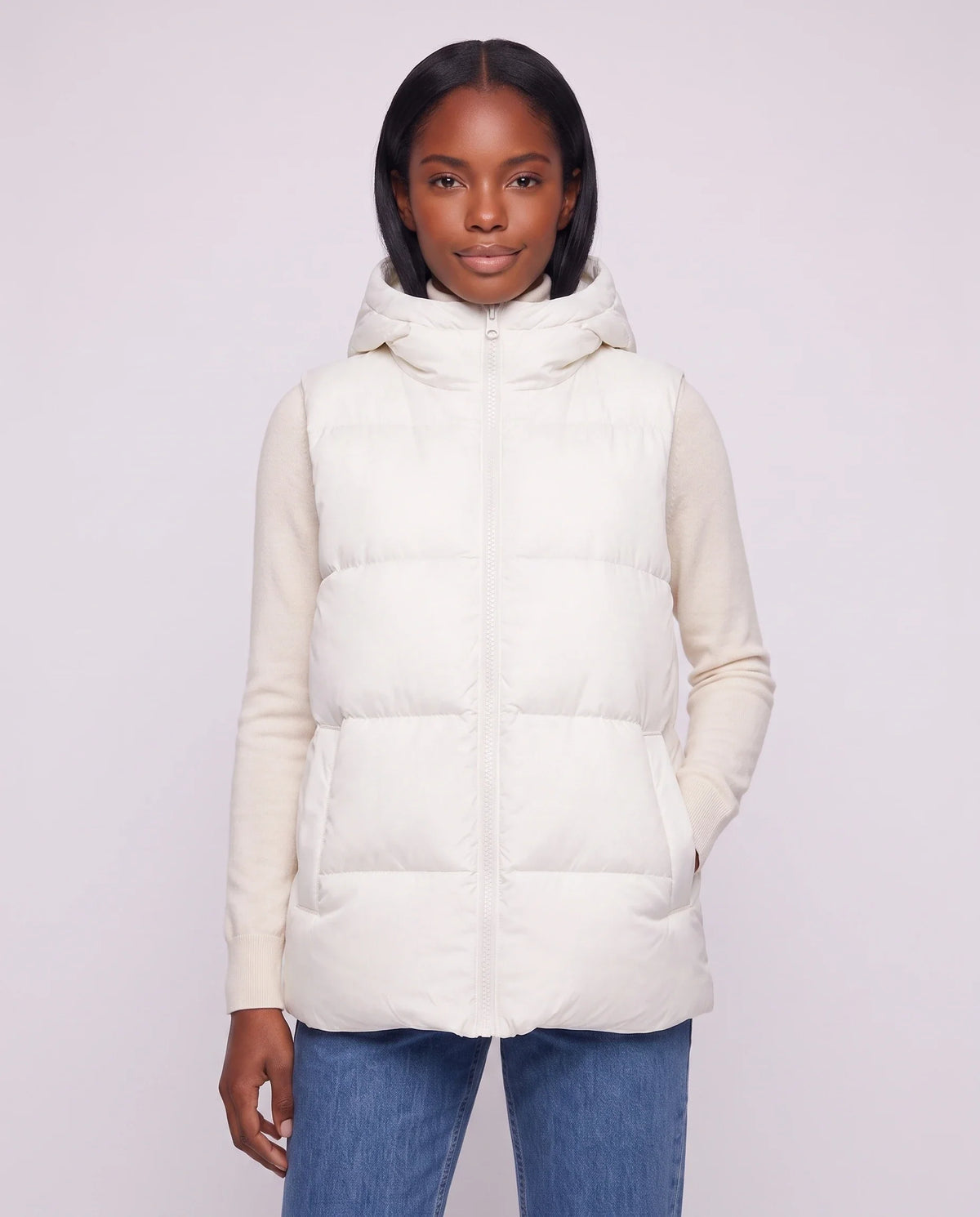 Gilet matelassé épais à capuche zippé