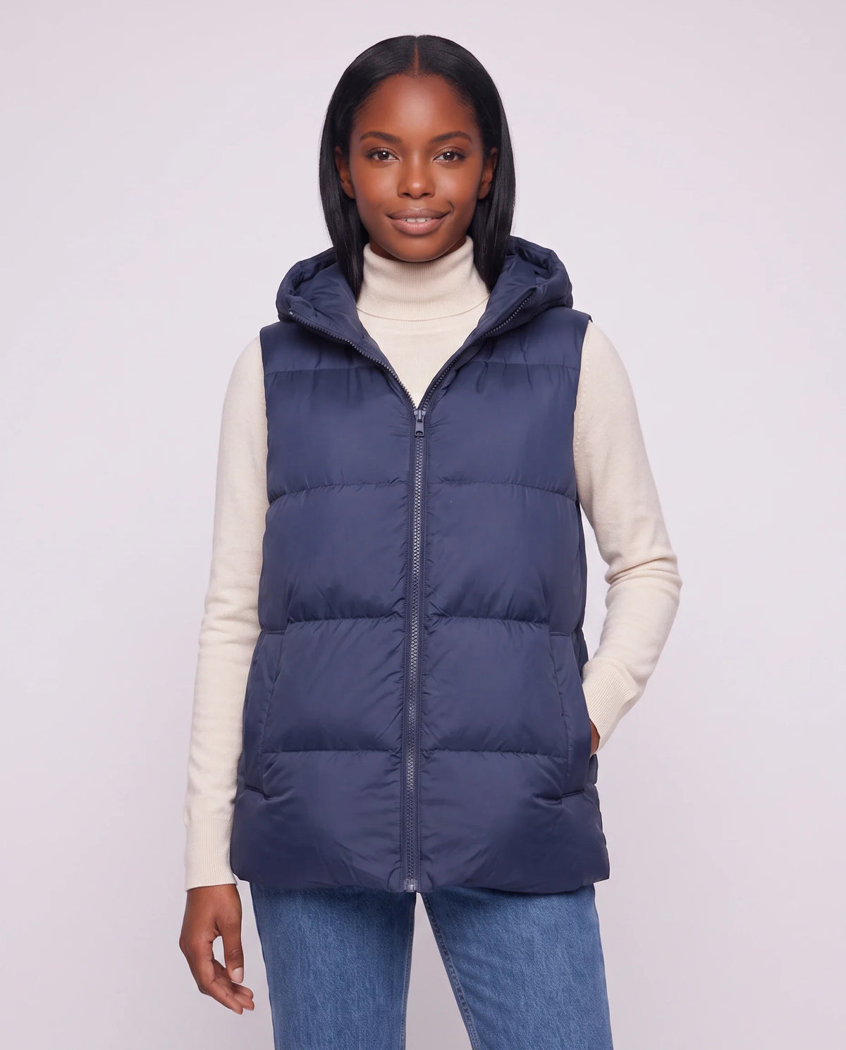 Gilet matelassé épais à capuche zippé
