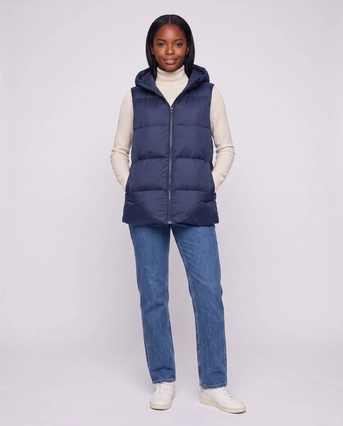 Gilet matelassé épais à capuche zippé