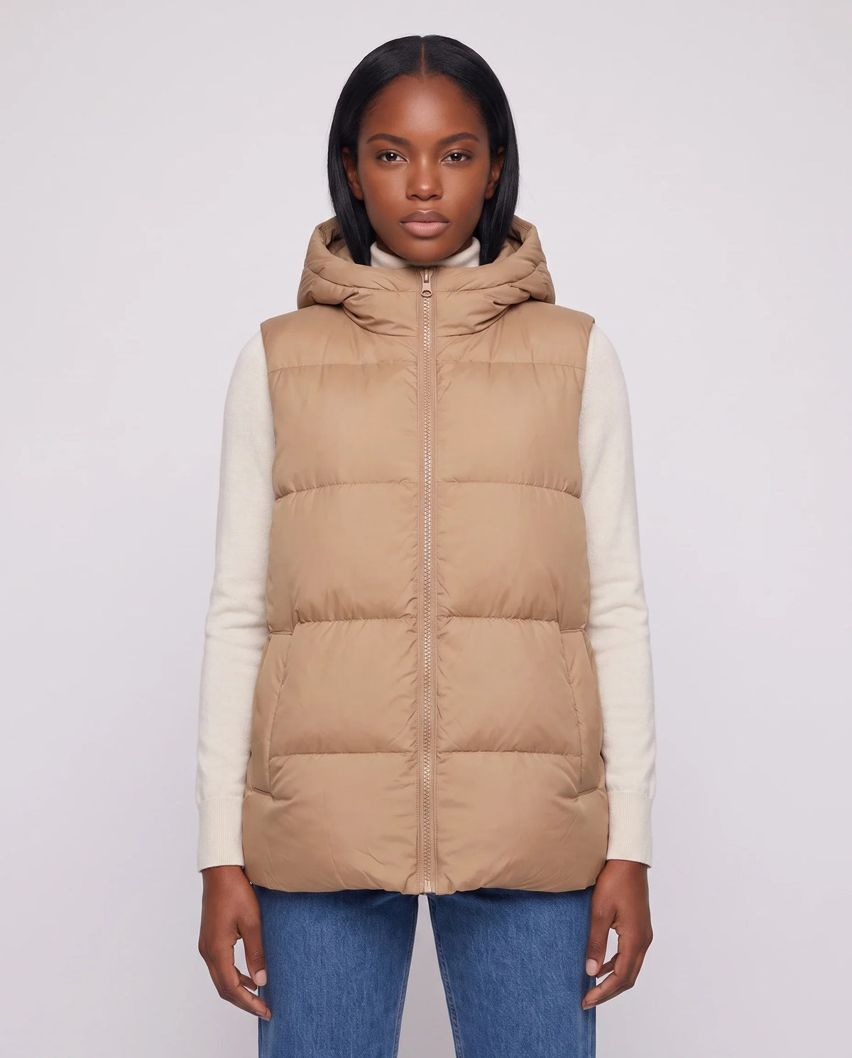 Gilet matelassé épais à capuche zippé