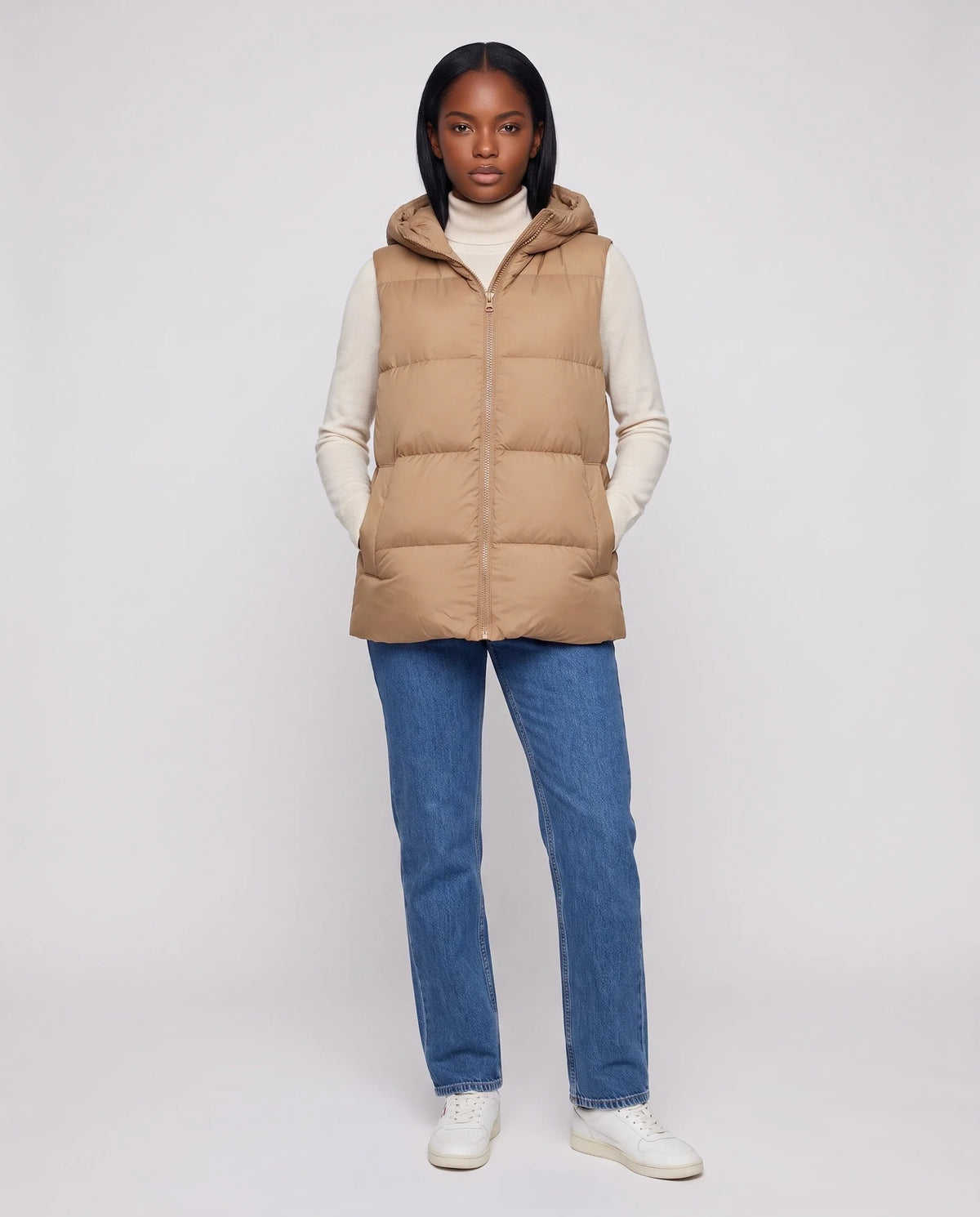 Gilet matelassé épais à capuche zippé