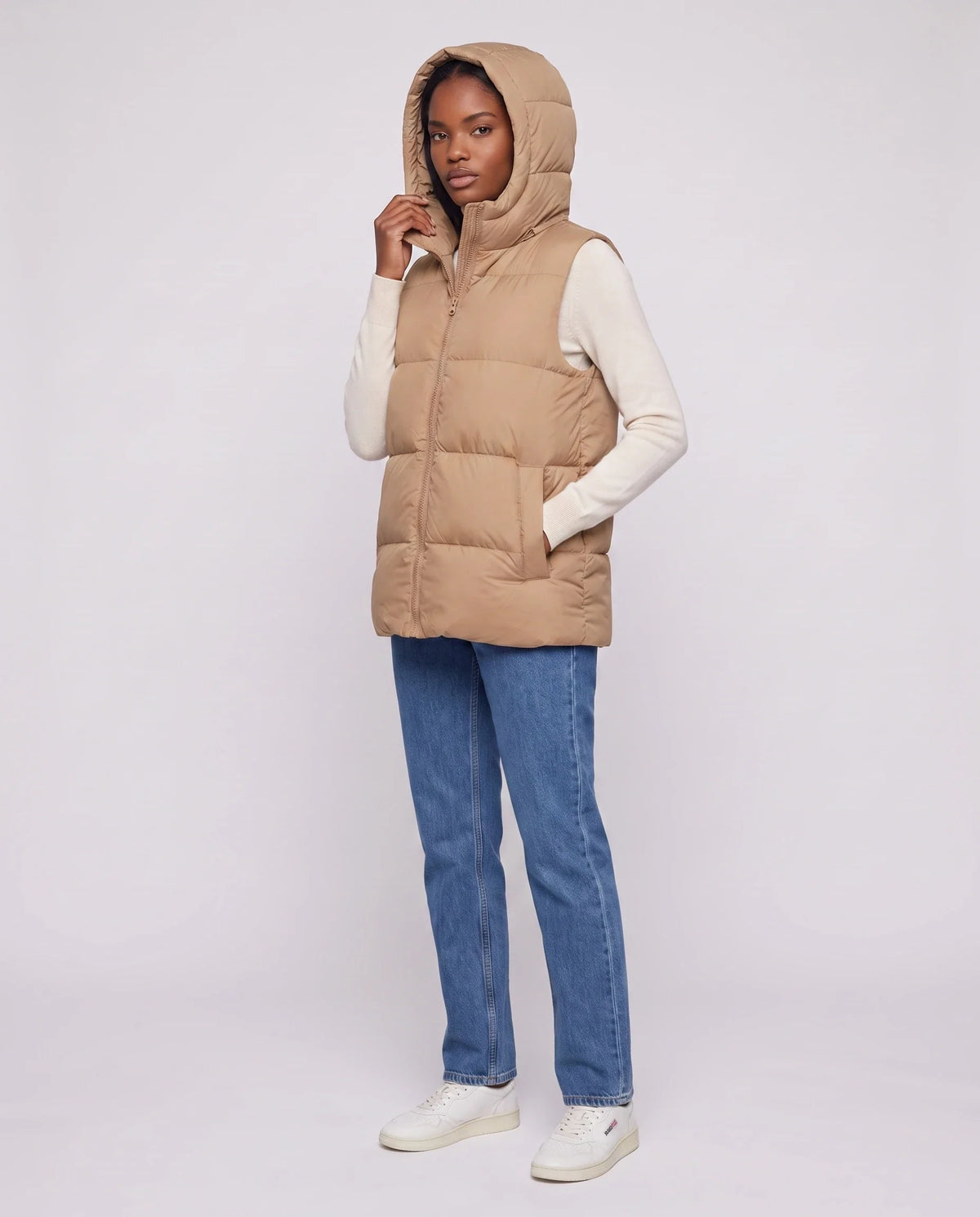 Gilet matelassé épais à capuche zippé