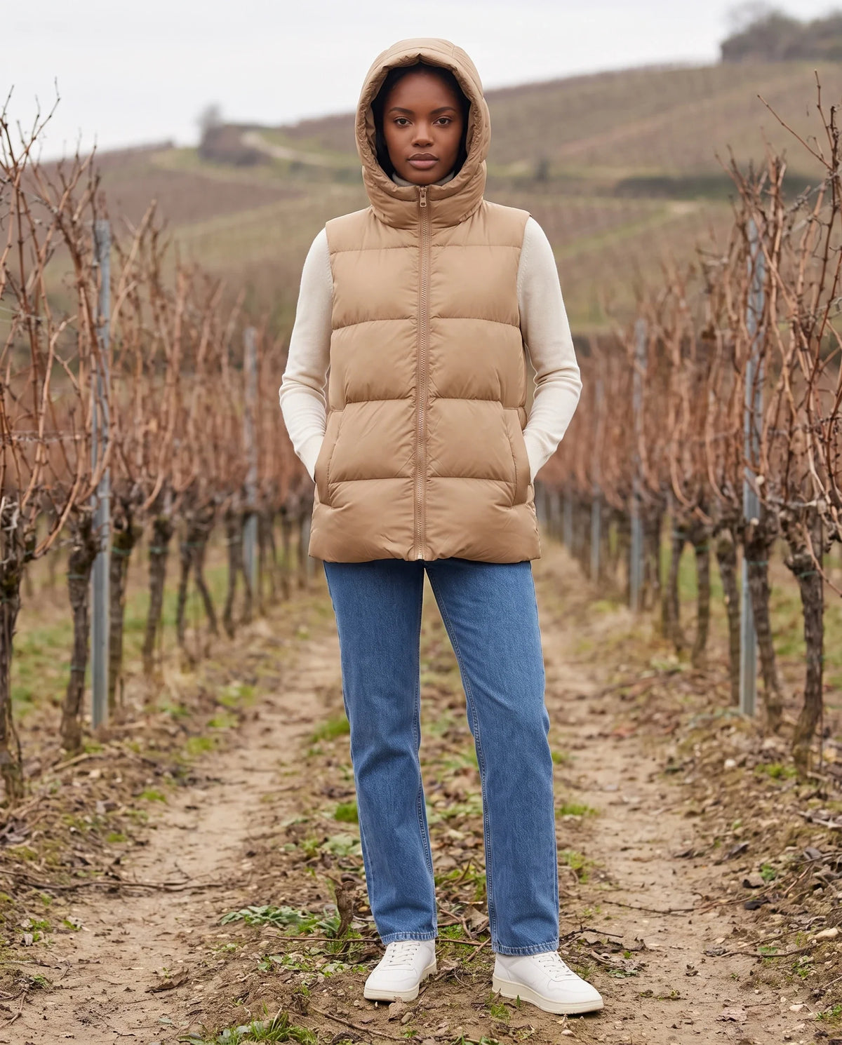 Gilet matelassé épais à capuche zippé