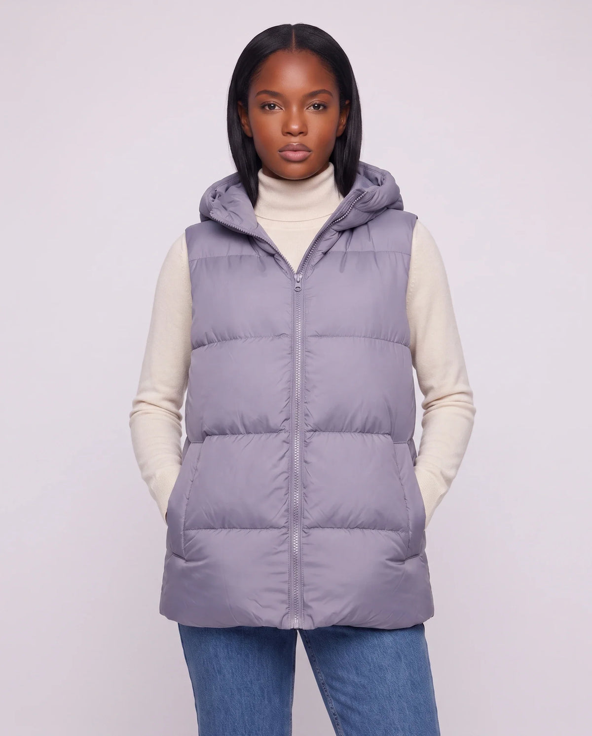 Gilet matelassé épais à capuche zippé