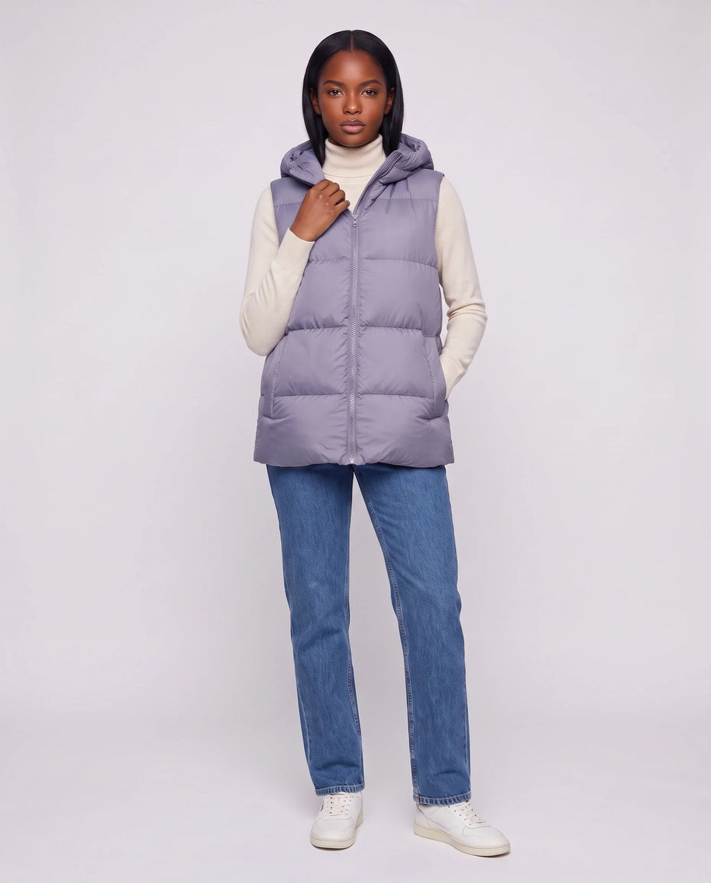 Gilet matelassé épais à capuche zippé