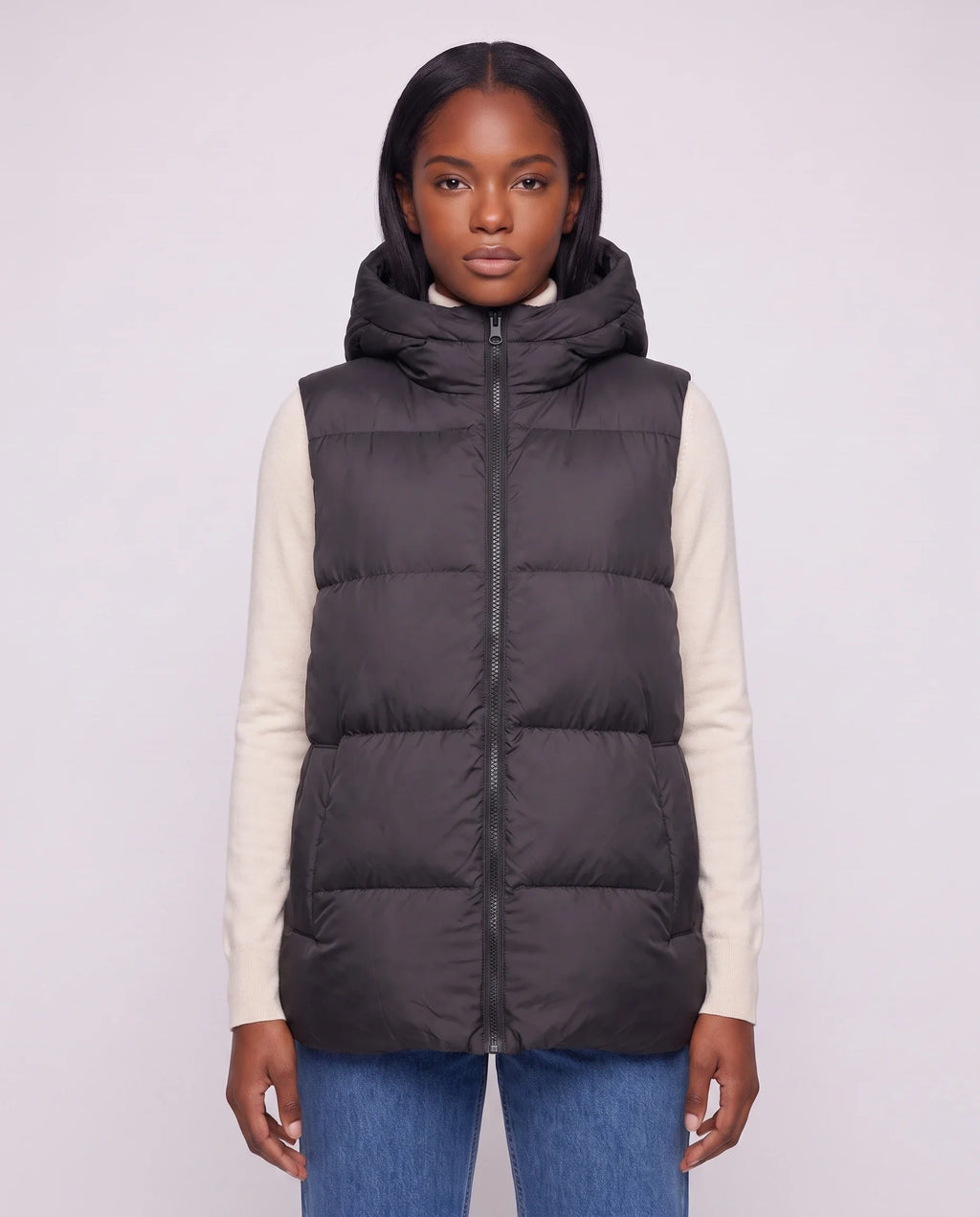 Gilet matelassé épais à capuche zippé