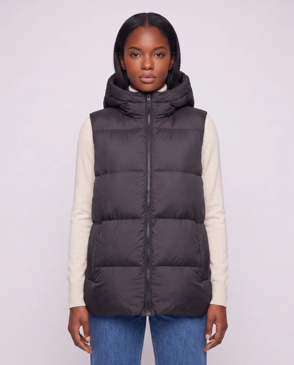 Gilet matelassé épais à capuche zippé