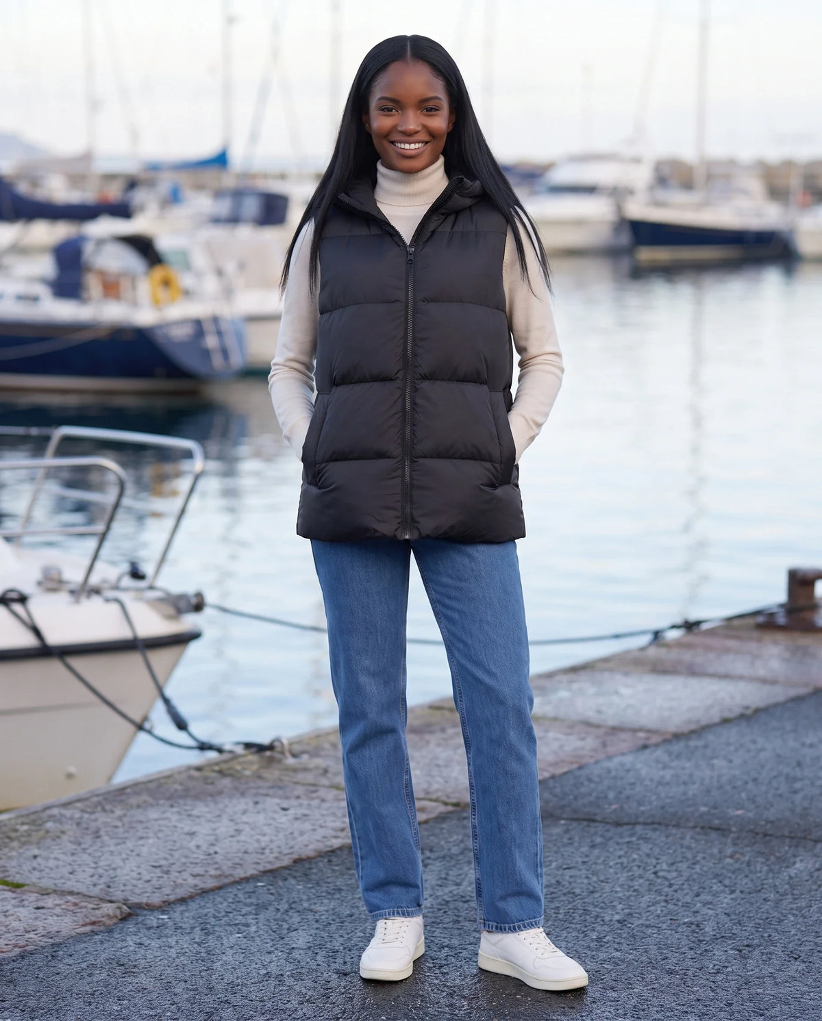 Gilet matelassé épais à capuche zippé