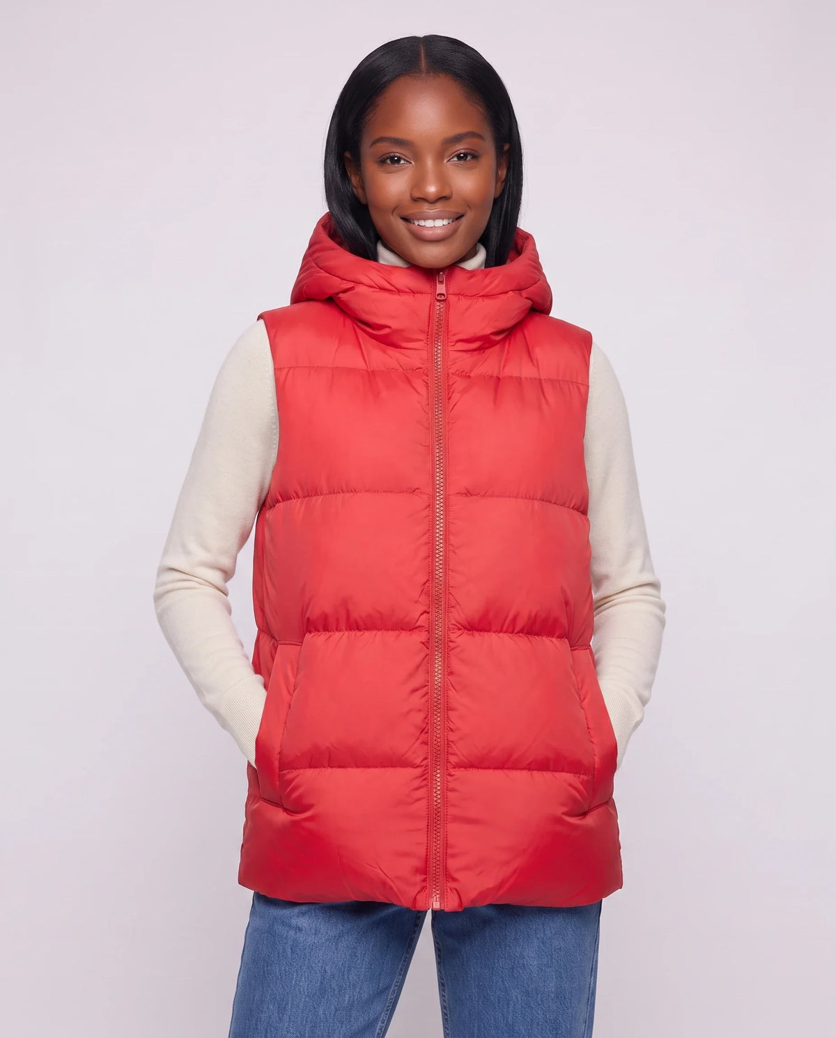 Gilet matelassé épais à capuche zippé
