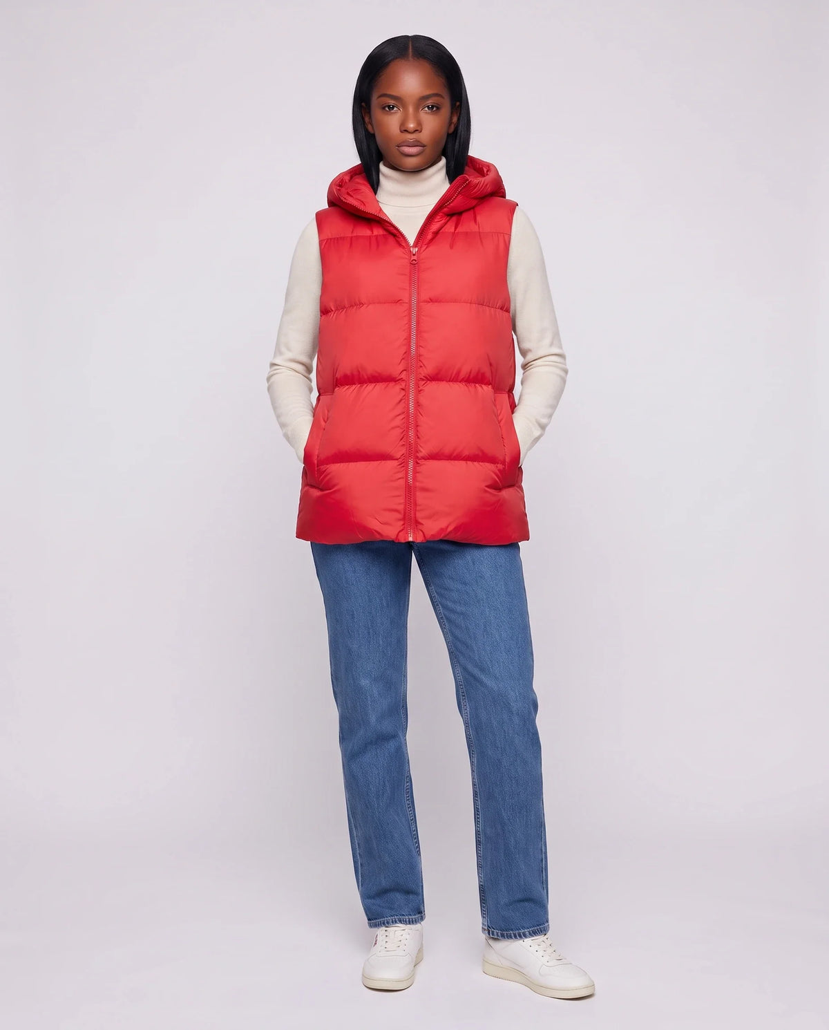 Gilet matelassé épais à capuche zippé