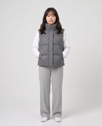 Gilet matelassé en lainage chiné à col montant