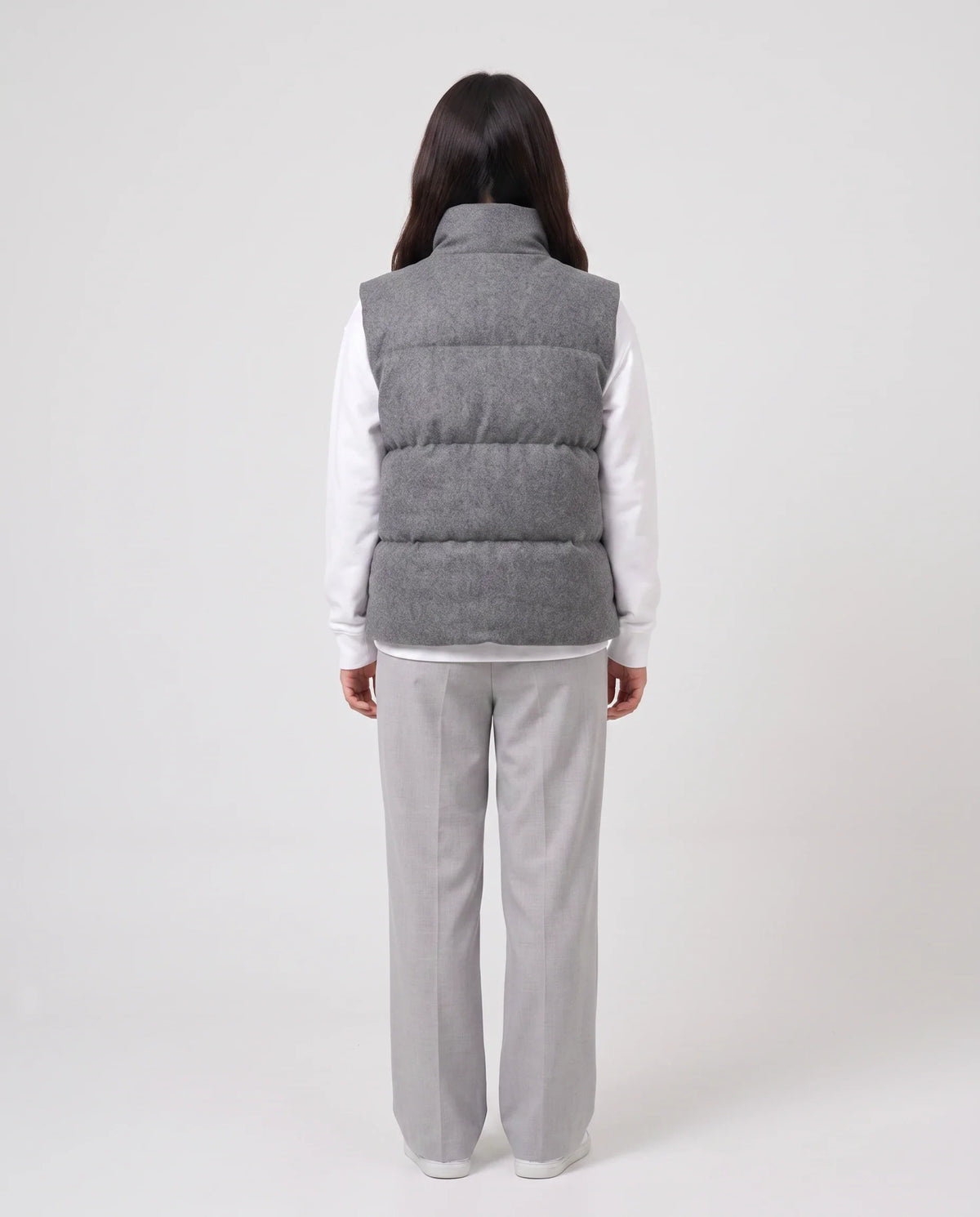 Gilet matelassé en lainage chiné à col montant