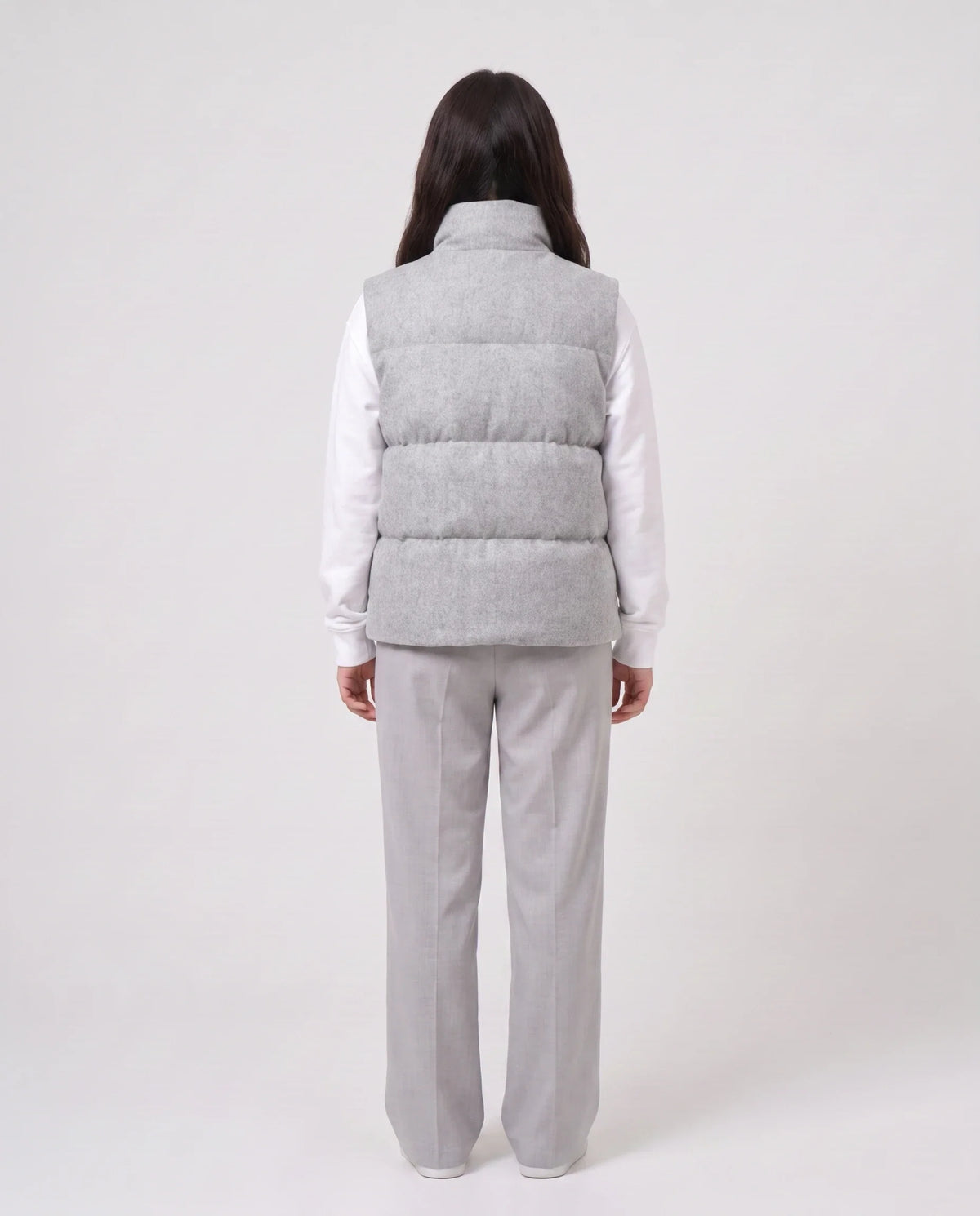 Gilet matelassé en lainage chiné à col montant