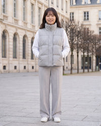 Gilet matelassé en lainage chiné à col montant