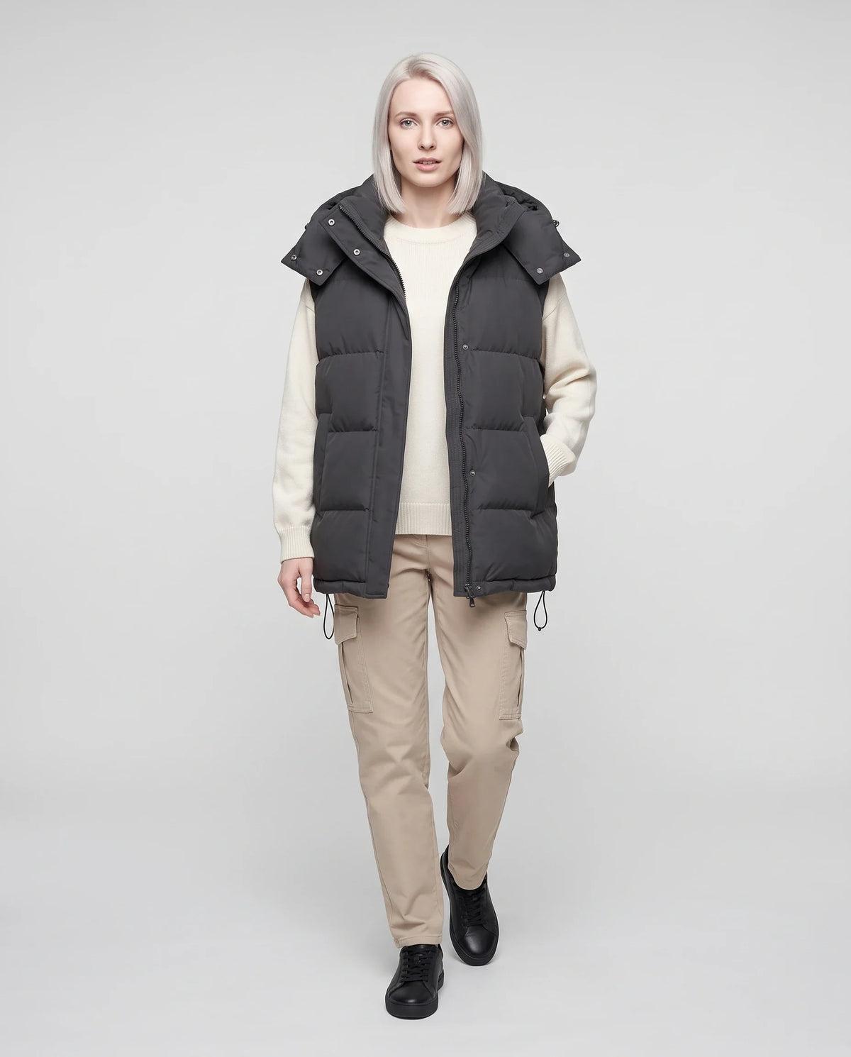 Gilet matelassé oversize à capuche amovible