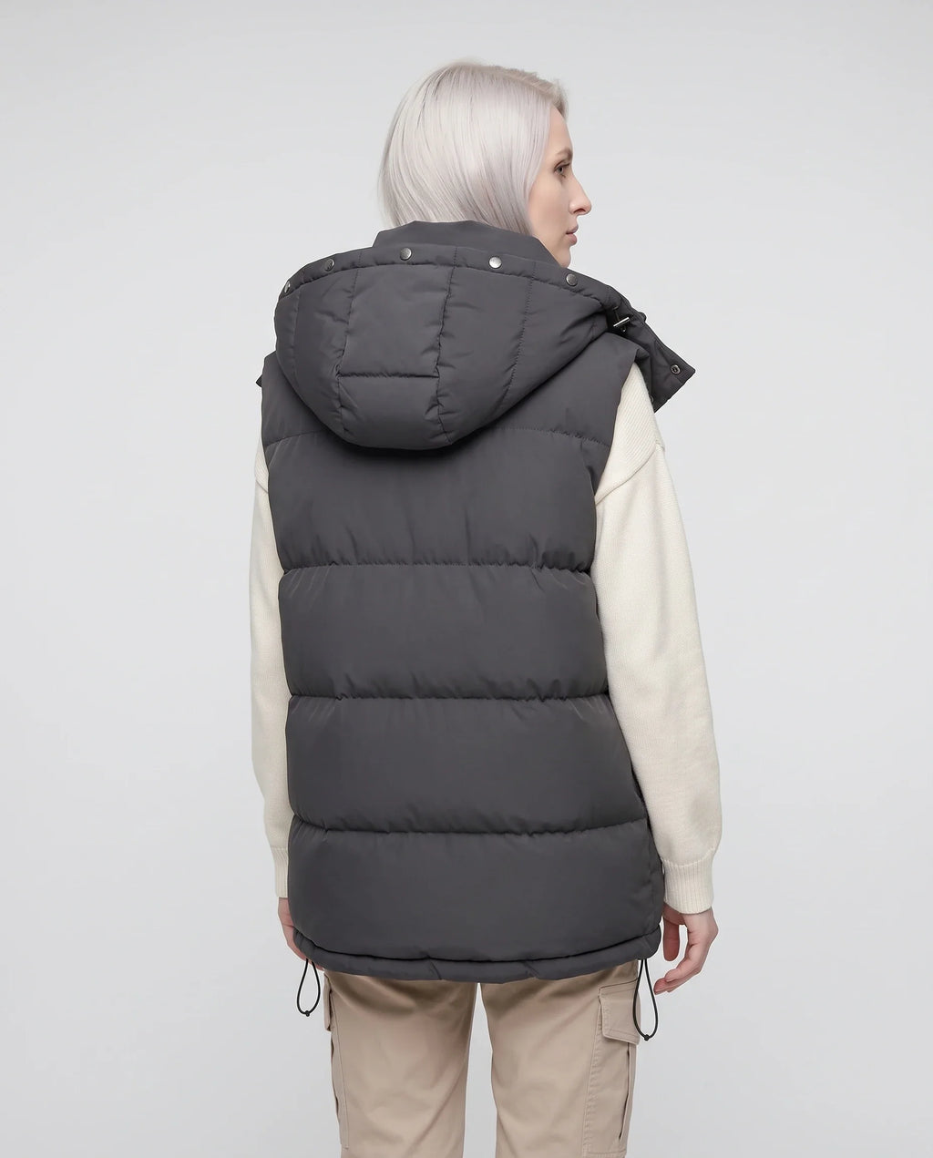 Gilet matelassé oversize à capuche amovible