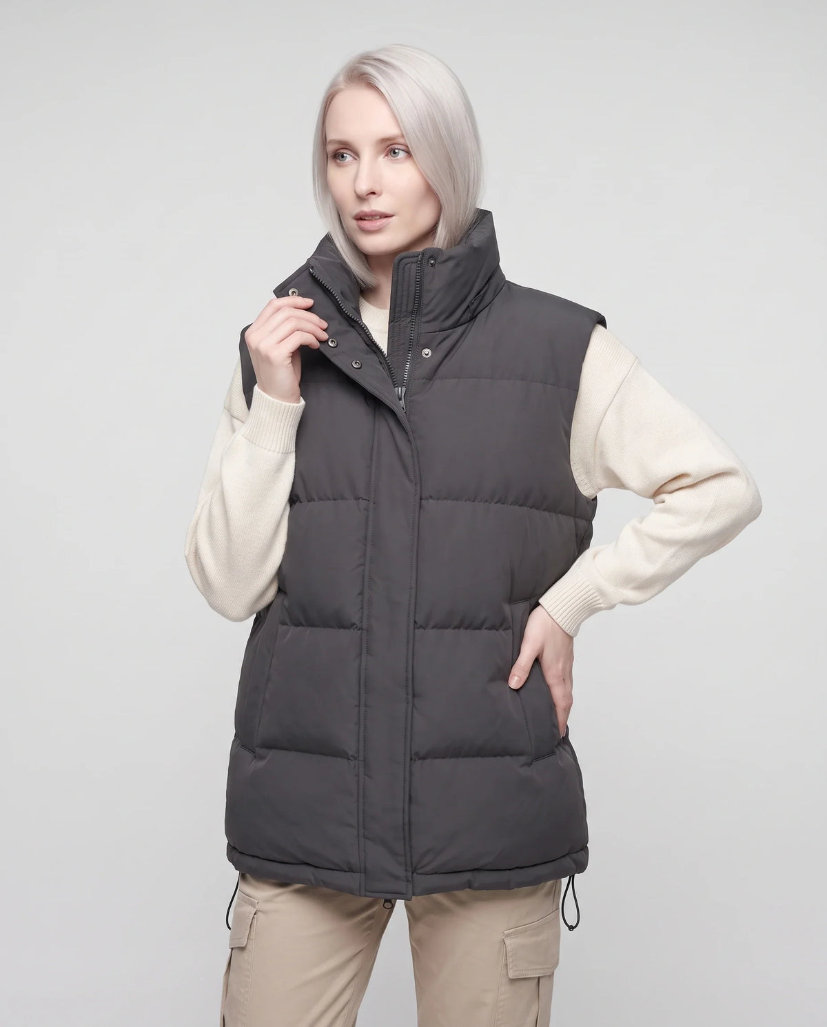 Gilet matelassé oversize à capuche amovible