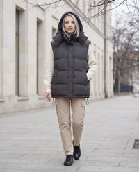 Gilet matelassé oversize à capuche amovible