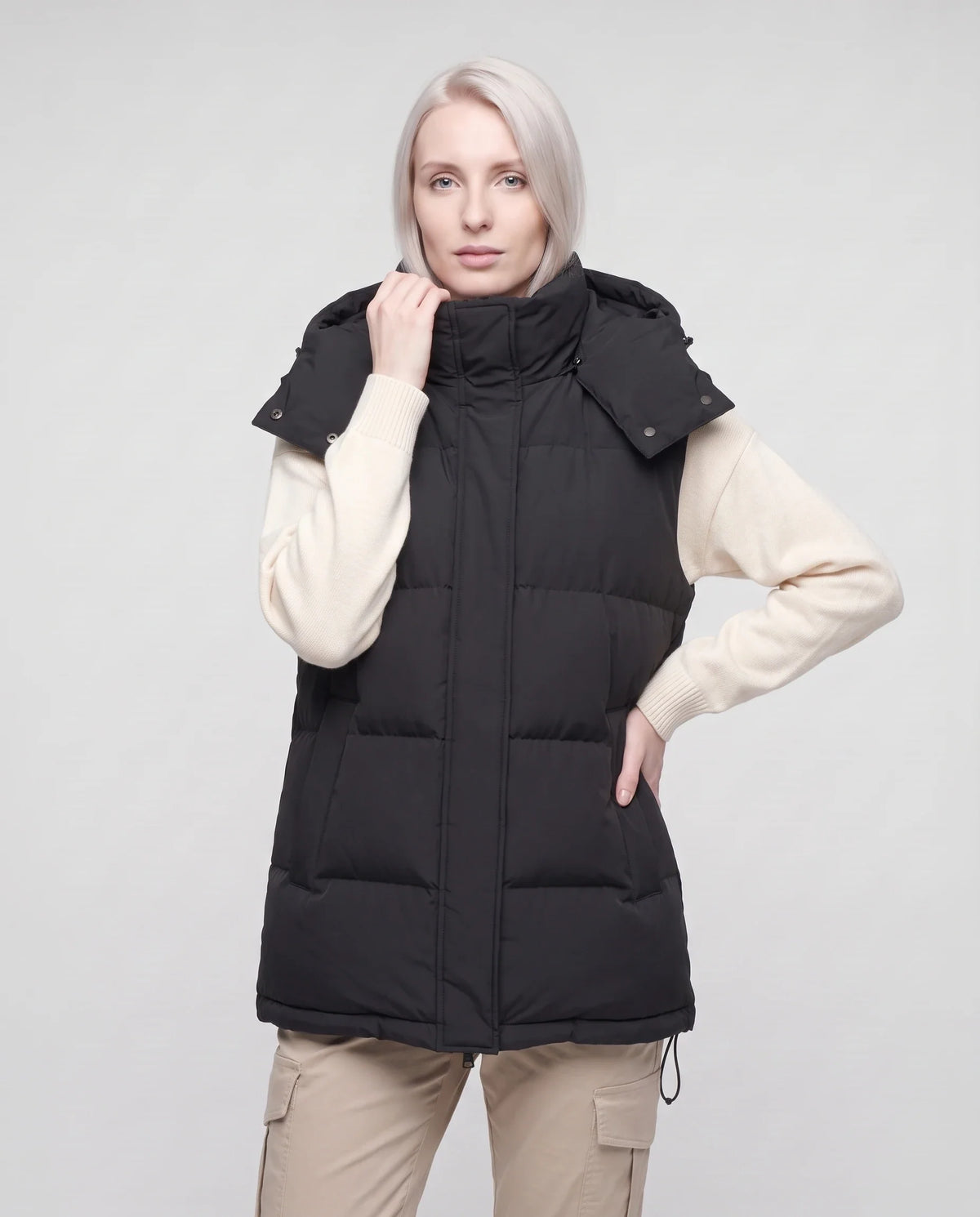Gilet matelassé oversize à capuche amovible