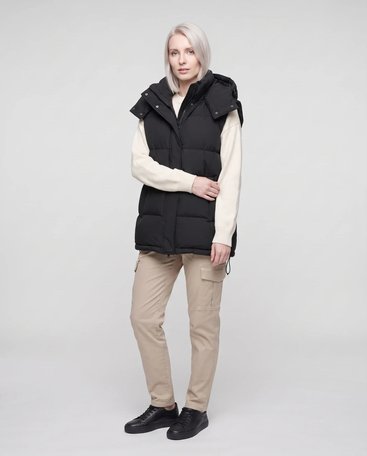 Gilet matelassé oversize à capuche amovible