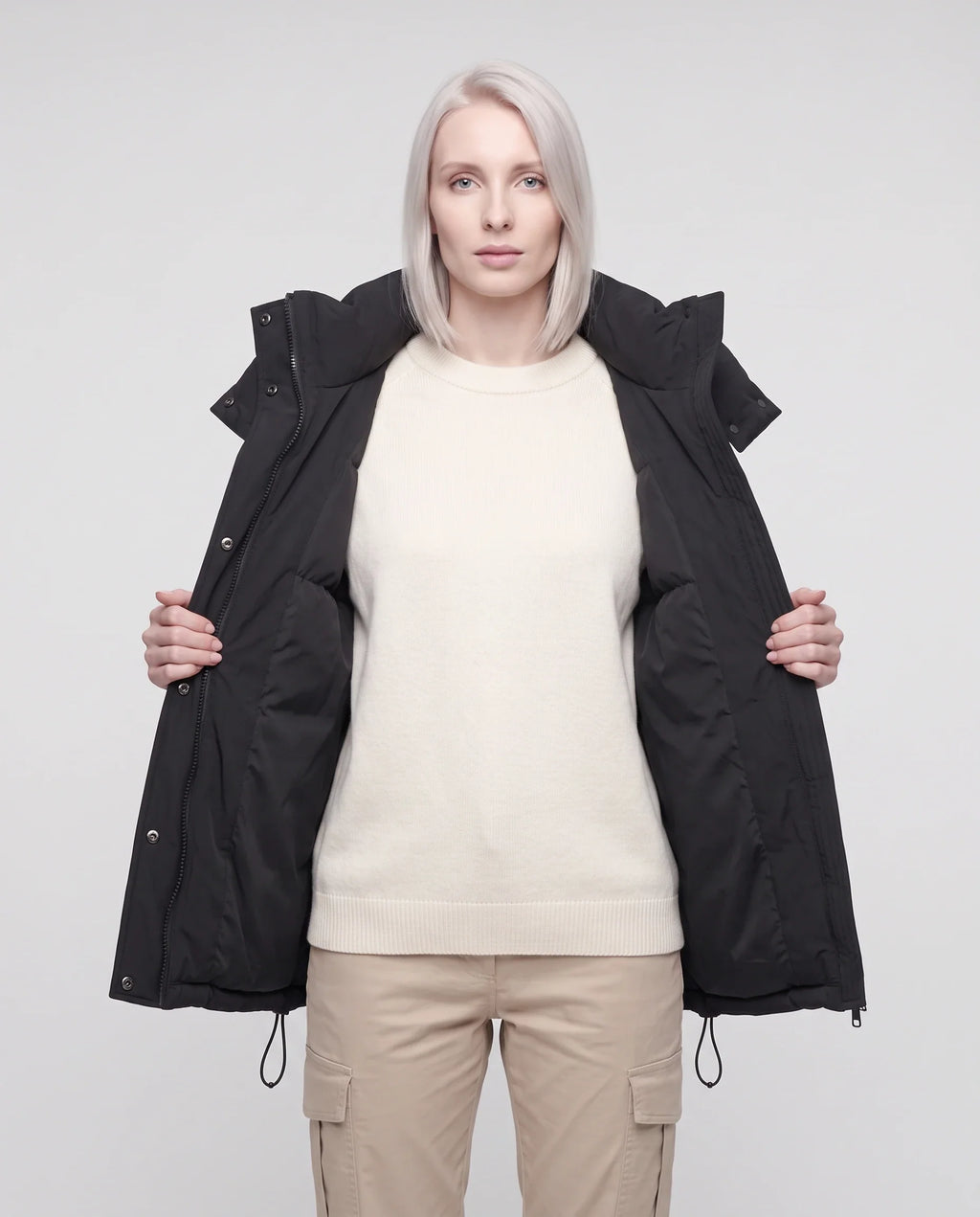 Gilet matelassé oversize à capuche amovible