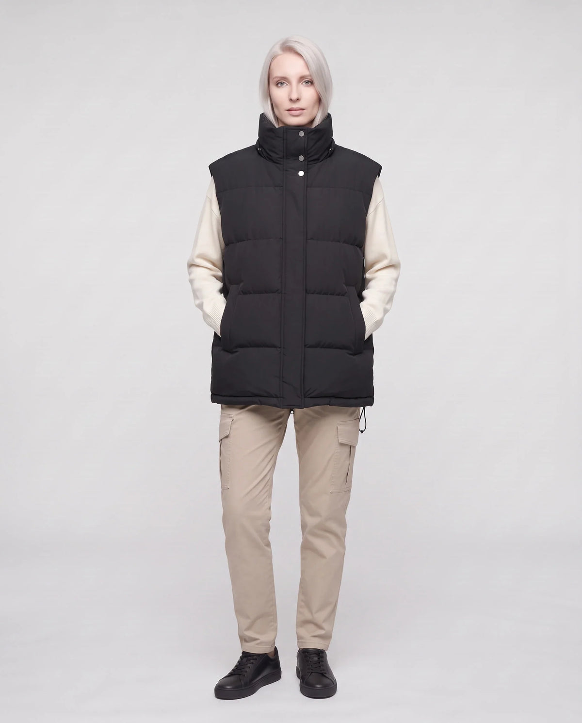 Gilet matelassé oversize à capuche amovible