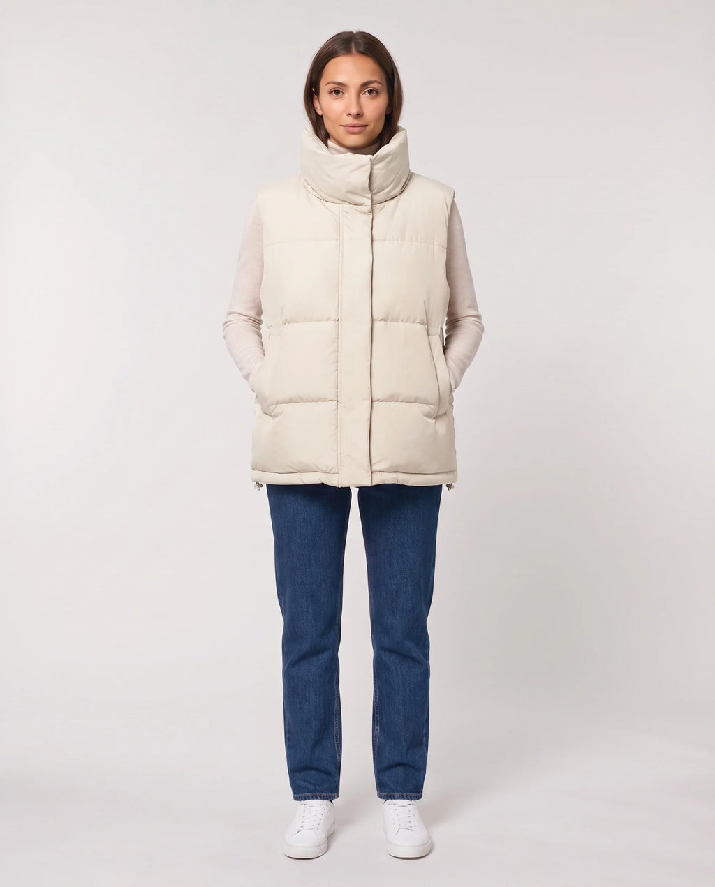 Gilet matelassé oversize à grand col montant