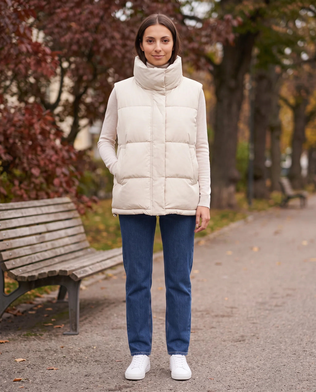 Gilet matelassé oversize à grand col montant