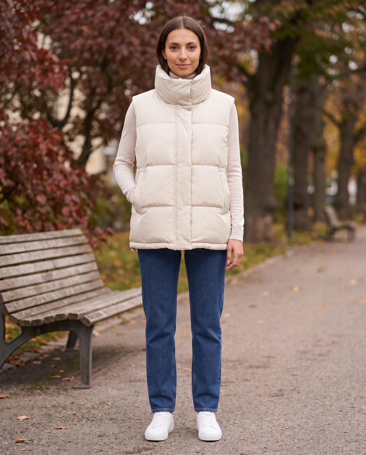 Gilet matelassé oversize à grand col montant
