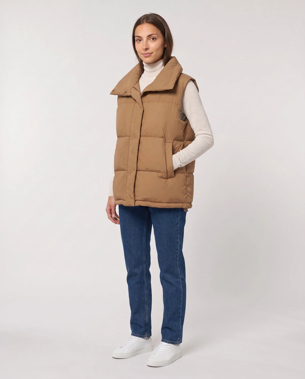 Gilet matelassé oversize à grand col montant