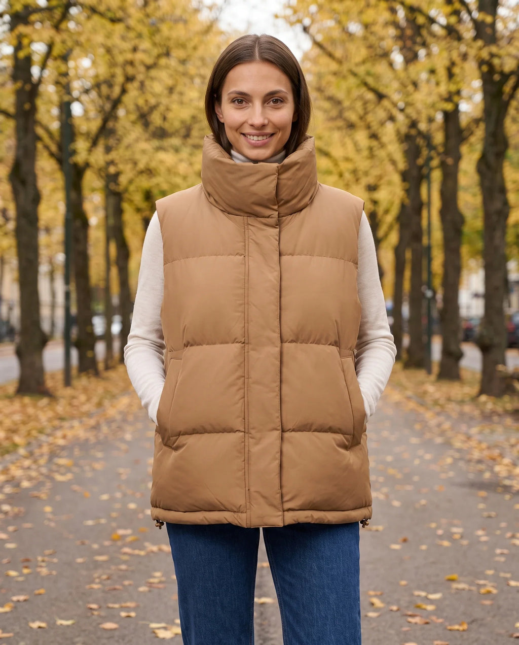 Gilet matelassé oversize à grand col montant