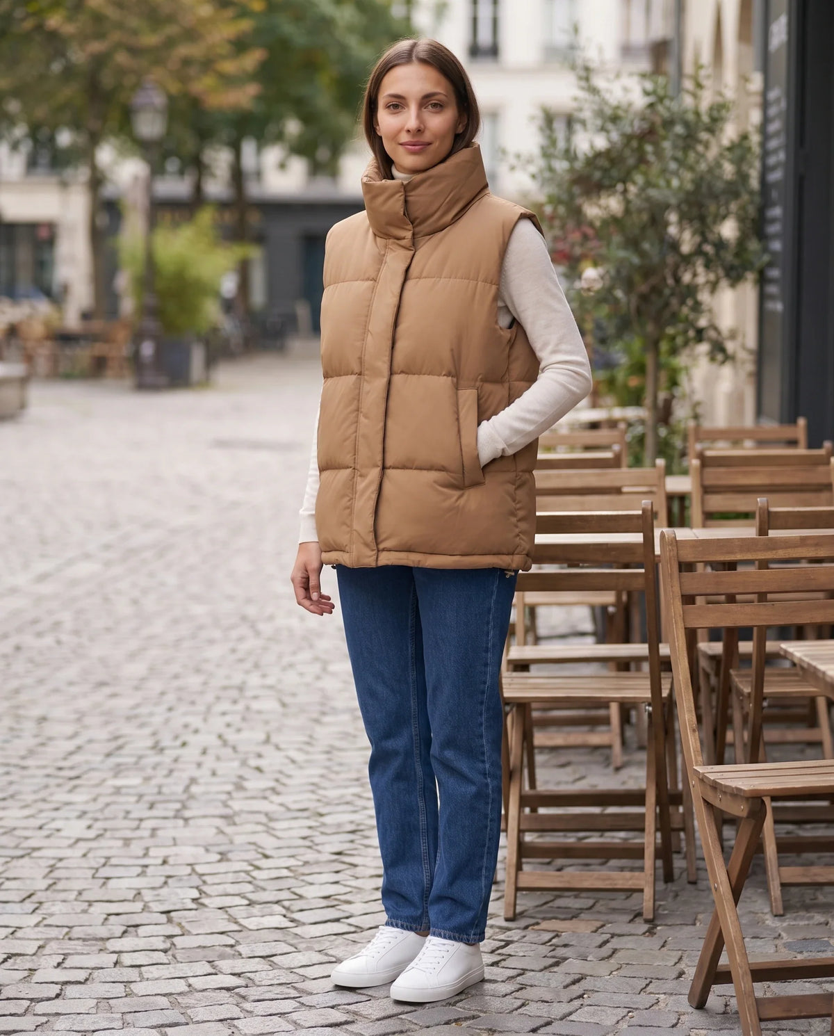 Gilet matelassé oversize à grand col montant