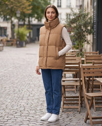 Gilet matelassé oversize à grand col montant