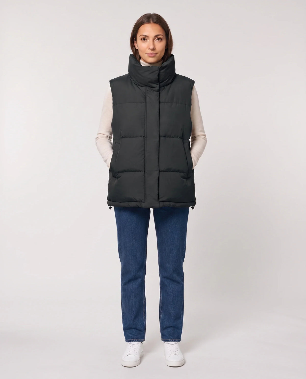 Gilet matelassé oversize à grand col montant