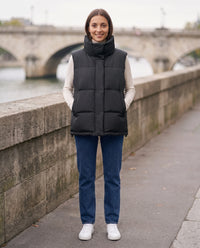 Gilet matelassé oversize à grand col montant