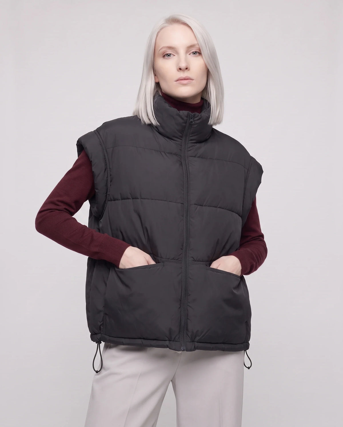 Gilet matelassé sans manches à poches plaquées