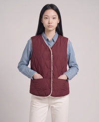 Gilet matelassé doublé sherpa à col V